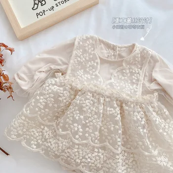 Baby romper lace 0-2 years old spring and autumn clothes baby jumpsuit sweet cute newborn one-year-old dress