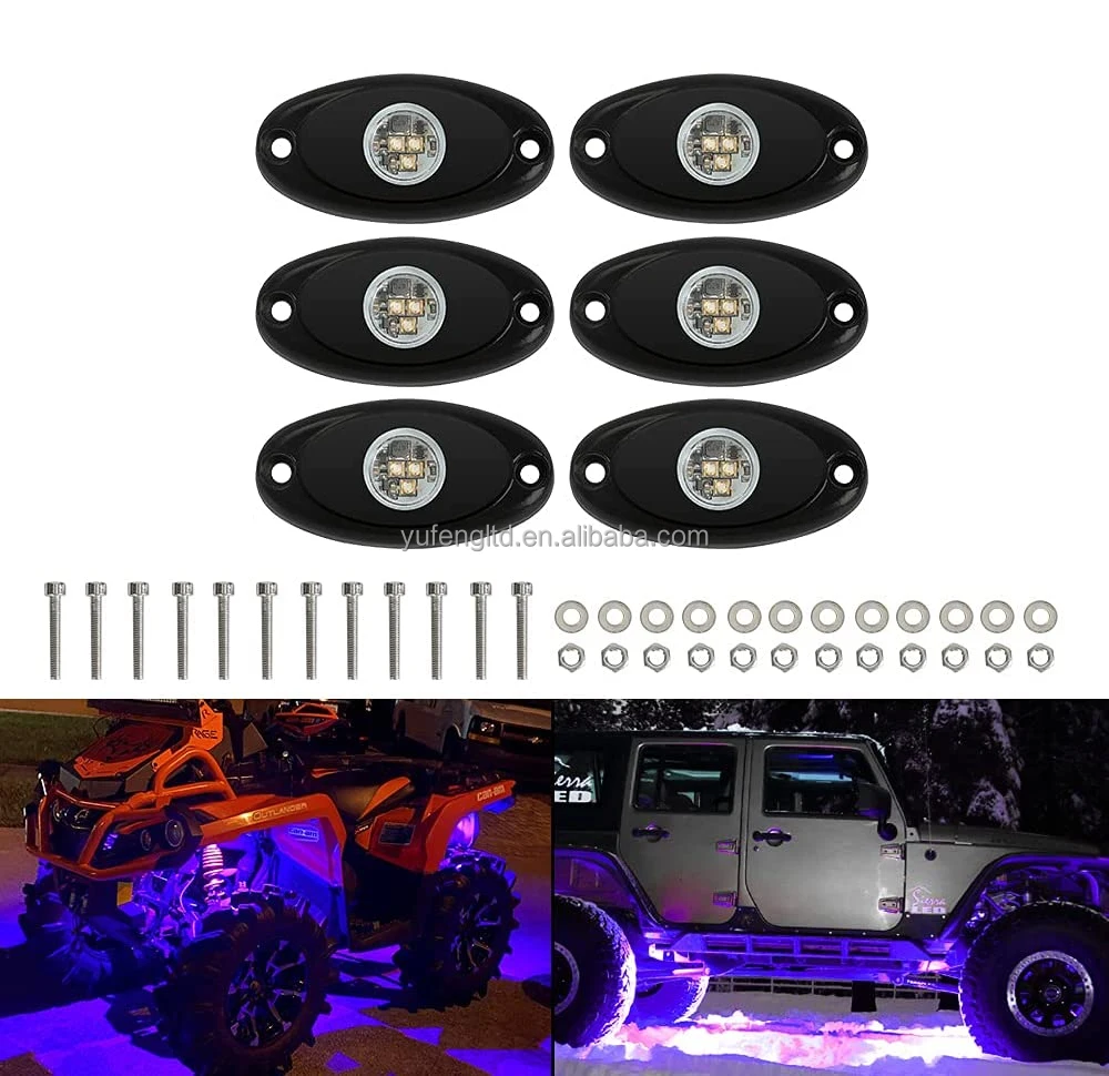 4 Pods Led Rock Light Kit For Jeep Atv Suv Offroad Car Truck Boat Underbody  Glow Trail Rig Lamp Underglow Led Neon Lights Blue - Buy Blue Rock Light,Best  Rock Lights For