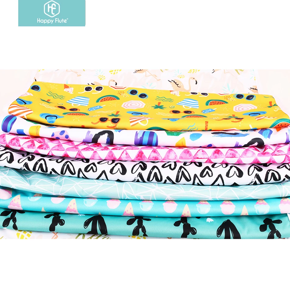 Happyflute wholesale waterproof fabric for cloth diapers waterproof print PUL minky fabric solid plain cloth diaper fabric