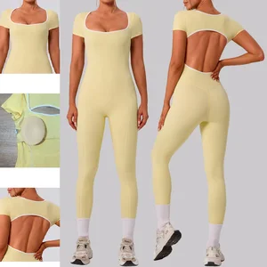 Women Jumpsuit High-elastic Jumpsuit Quick-drying Tight Fitness Bodysuit One Piece Gym Jumpsuits for Women