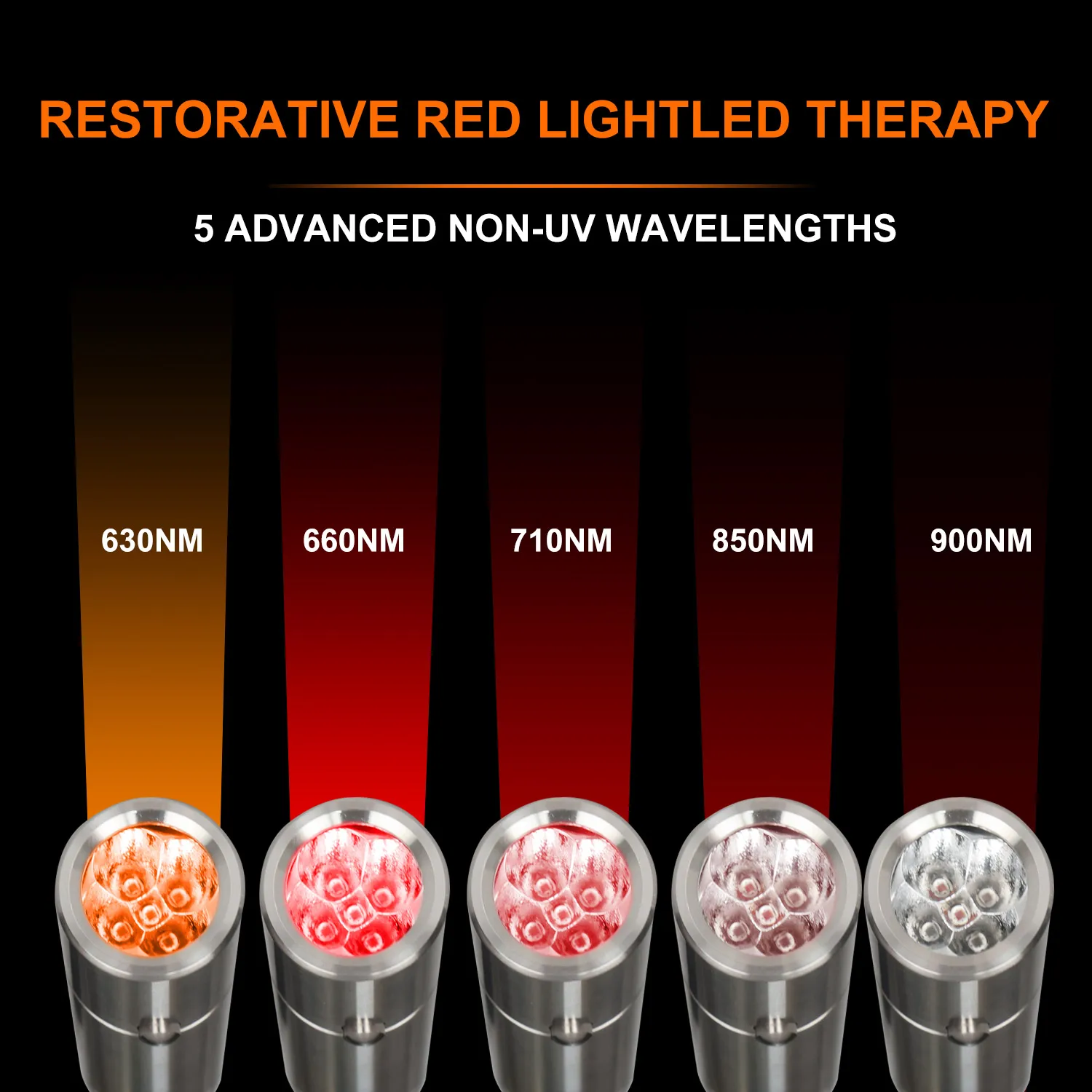 Multi Five Wavelength Red Light Torch 630,660,710,850,900nm Near Infrared Light Therapy Pen For