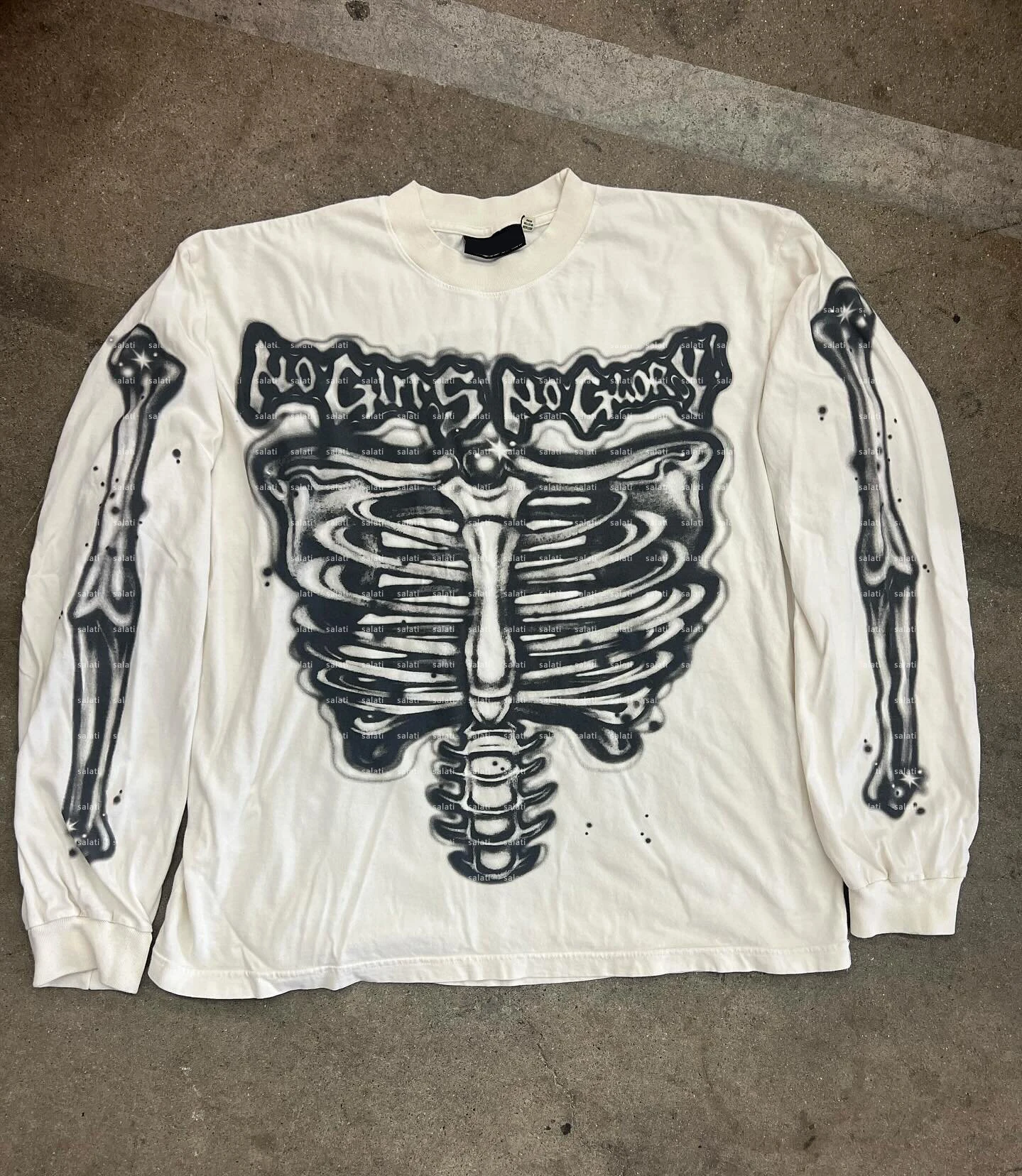 Custom Cotton Long Sleeve T Shirt Oversized Heavy Weight Drop Shoulder Graphic Print Acid Wash Vintage Crew Neck Sweatshirts Men gallery 9
