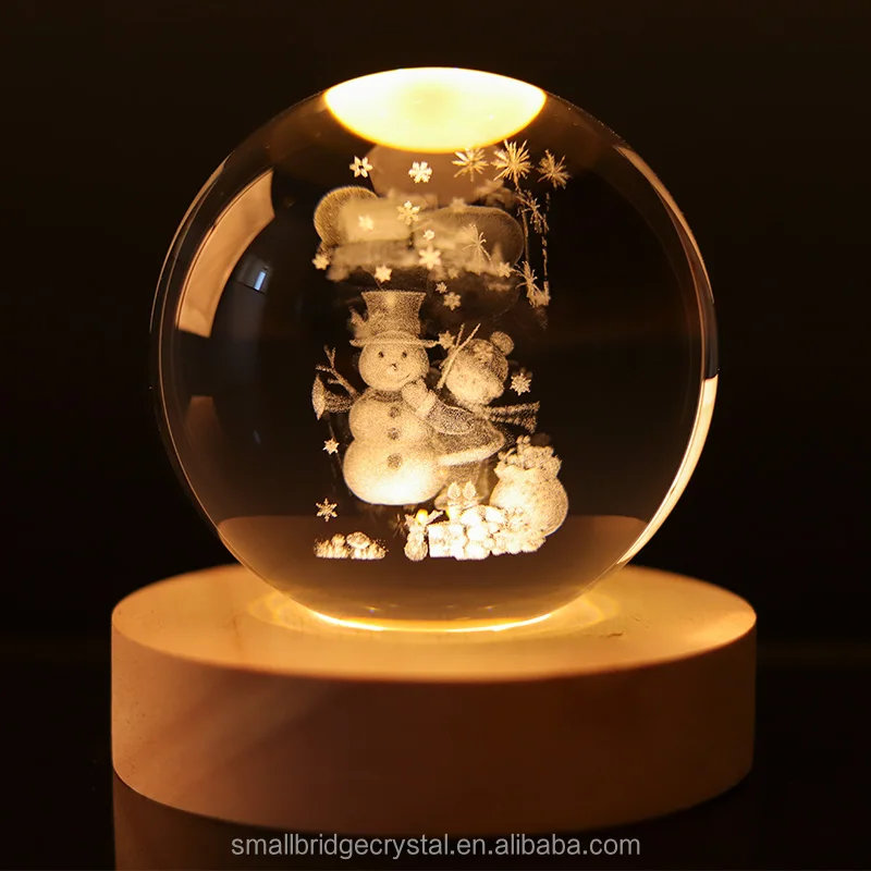 product small bridge hot sale 3d art crystal ball night lamp custom laser carved led light base stand 3d christmas glass ball-4