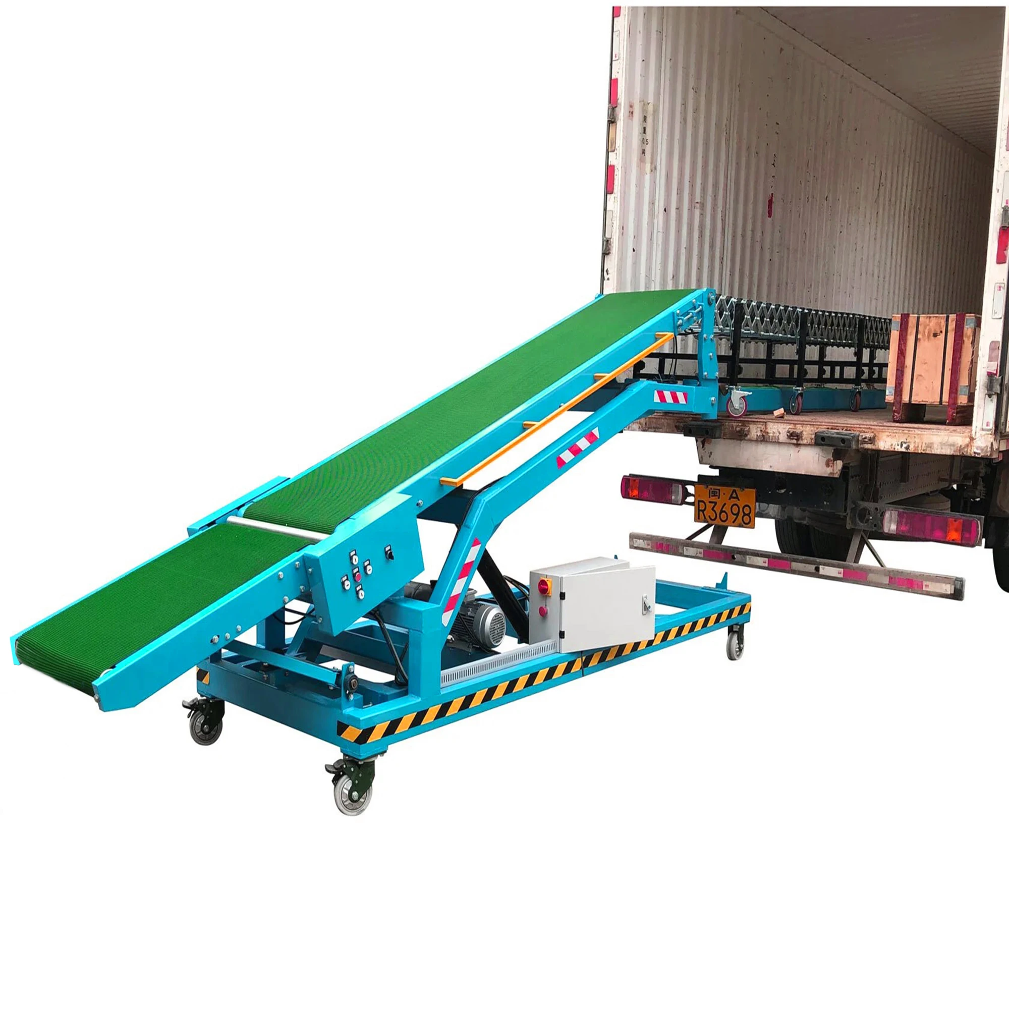 Mobile Belt Conveyor System Vehicle Loading and Unloading Conveyor Equipment for Carton Box Packages Transporting