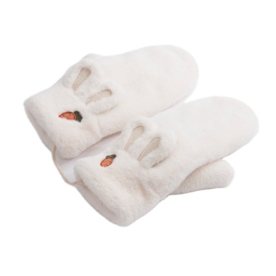 Плюшевые перчатки с кроликом, раскладные плюшевые перчатки с полупальцами для учеников, перчатки для письма, Корейская версия, теплые влажные перчатки