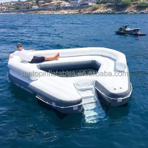 Hot Sales Inflatable Floating Island Pool Float Water Bar Lazy River Lounges Inflatable Water Floating Island with custom design