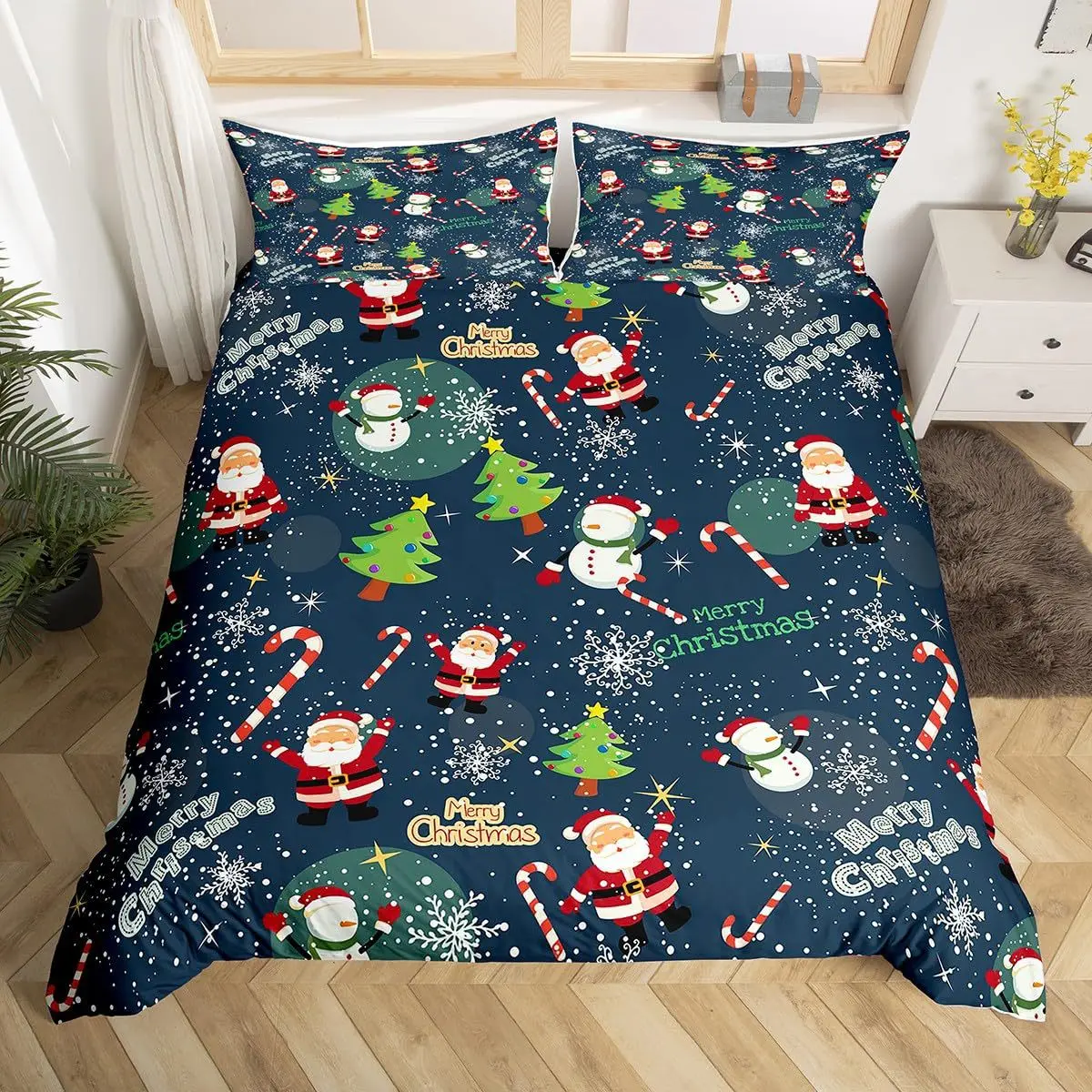 AOYATEX Merry Christmas duvet set Christmas bed sheet set microfiber Christmas bedding set details