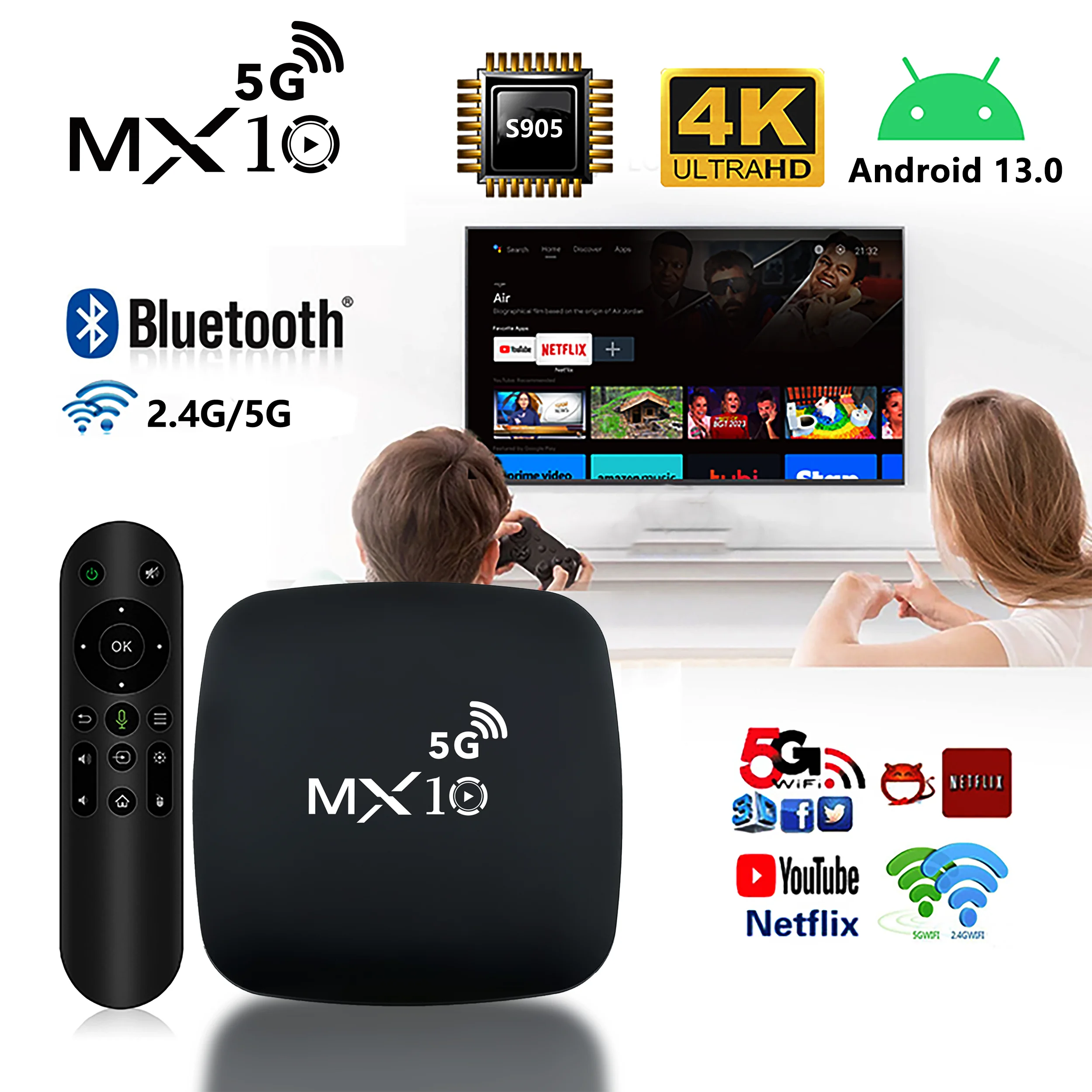 Smart Android TV Box M10 5G - Quad Core, 4K Resolution, Dual Band