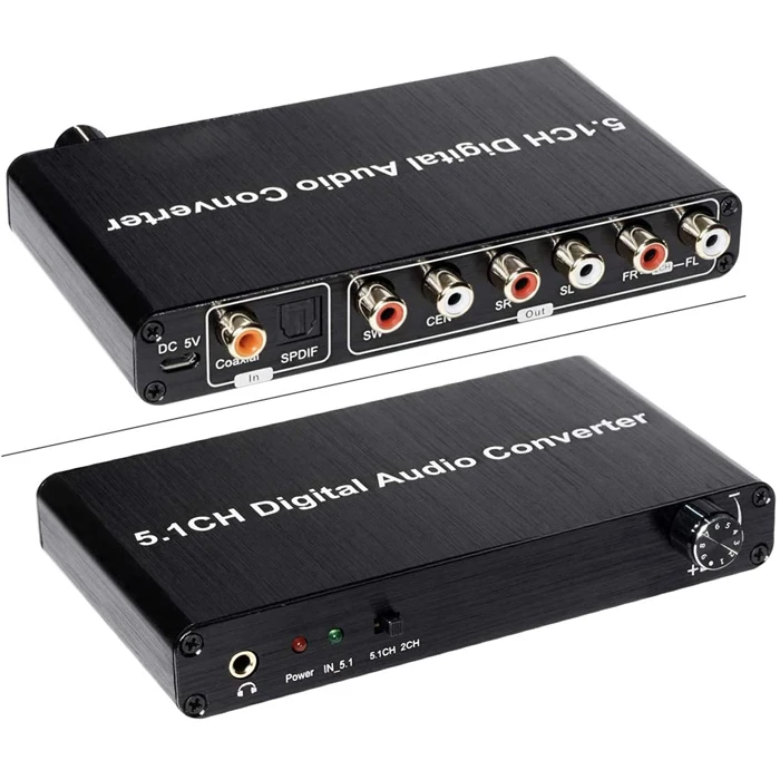 convertisseur audio coaxial à fibre optique au format PCM/LPCM Noir convertisseur audio RCA et sortie audio 3,5 mm/0,1 pouce Récepteur Bluetooth Convertisseur audio numérique-analogique 192KHz
