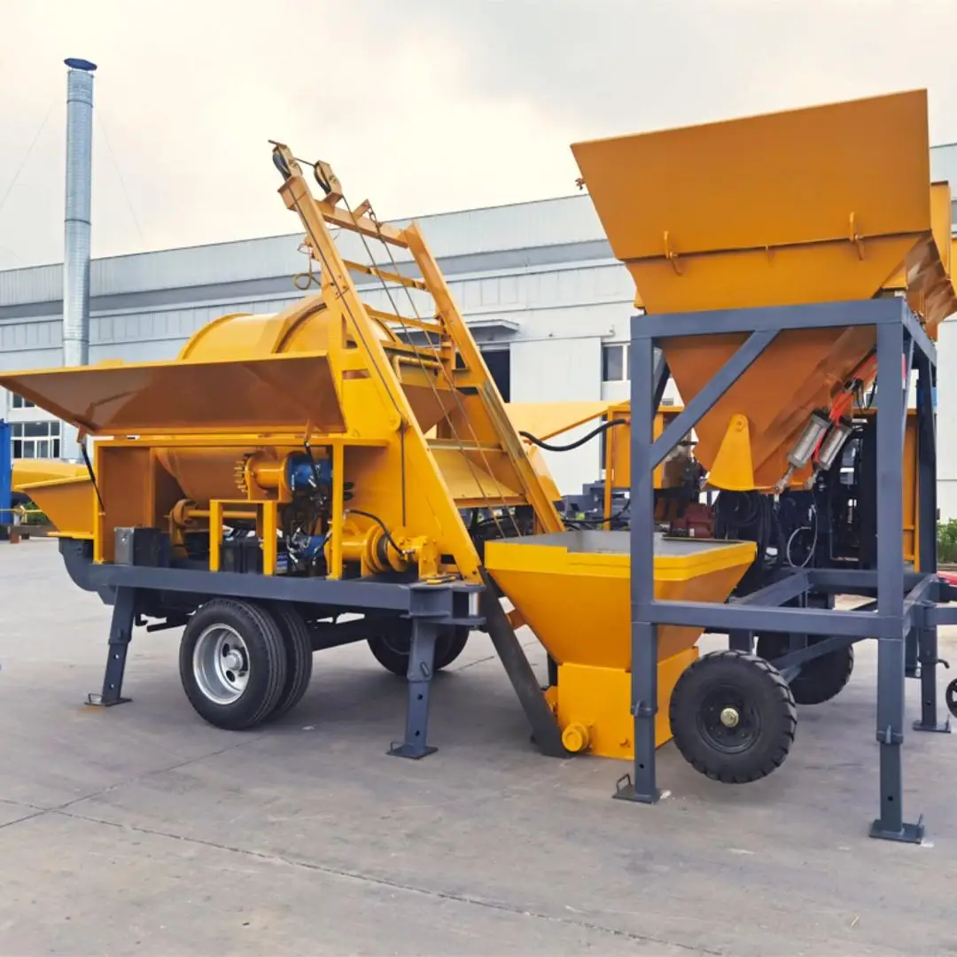 JBTS40 Small Types Portable Concrete Mixer With Pump/Pompe Et Melangeur En Beton on Construction Site