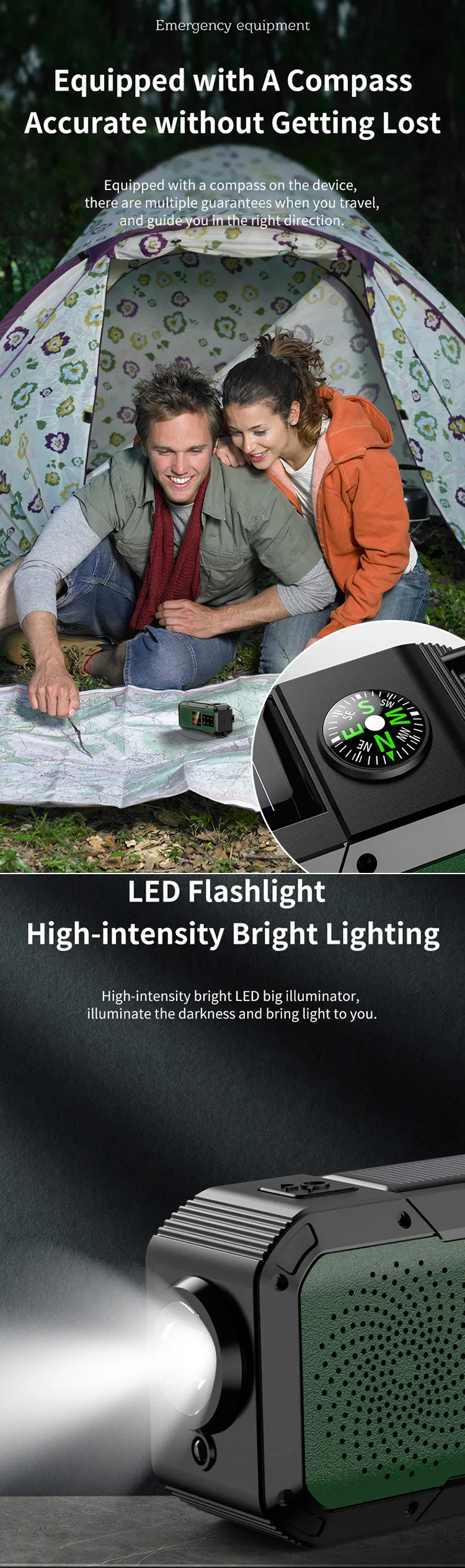 Popular Emergency Weather Receiver ‎ 4G Walkie Talkie 1.5 Din High Radio With Solar Panel Or Hand Crank Power