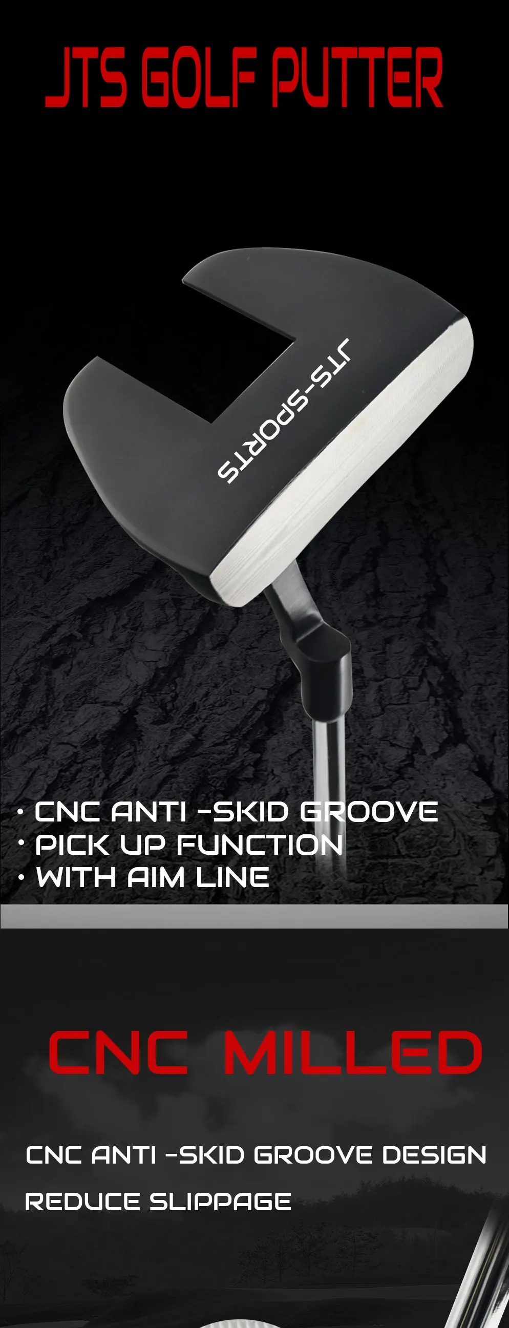 High Quality Golf Club Black Men's Custom Right Hand Mallet Golf Putter