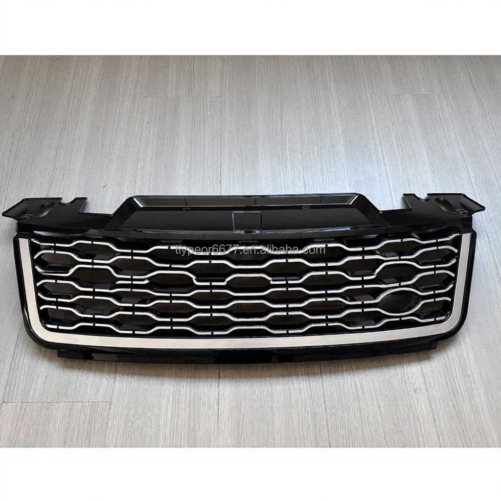 product tiypeor car front bumper mesh grille for land rover range rover sport 2018   2020 car accessories all black silver upper grille-7