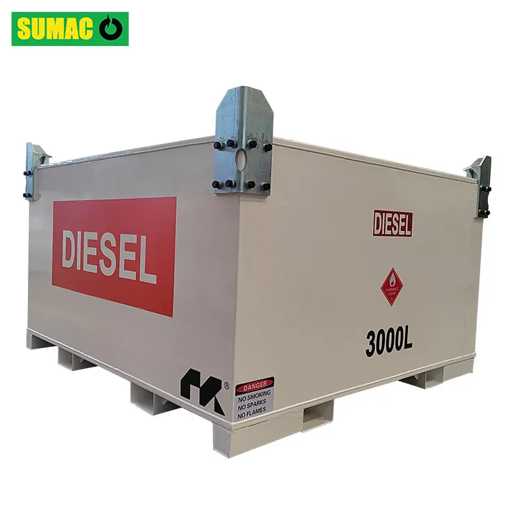 Sumac 250 gallon 2000l 1000 gal double wall mobile portable self bunded carbon steel storage diesel fuel petrol cube tank