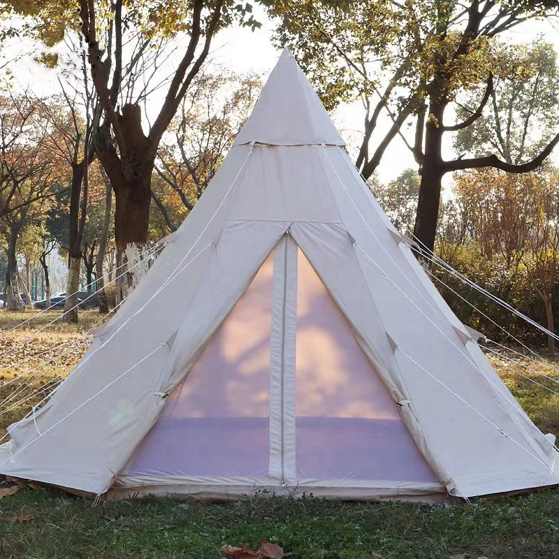 Outdoor Wind Proof 3m 4m 5m Oxford Canvas Camping Teepee Pyramid Bell Tent