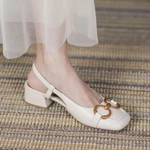 QuiteS 2026 New Retro Style French Closed Toe Sandals Square Toe Square Toe Platform Casual Elegant Shoes for Women