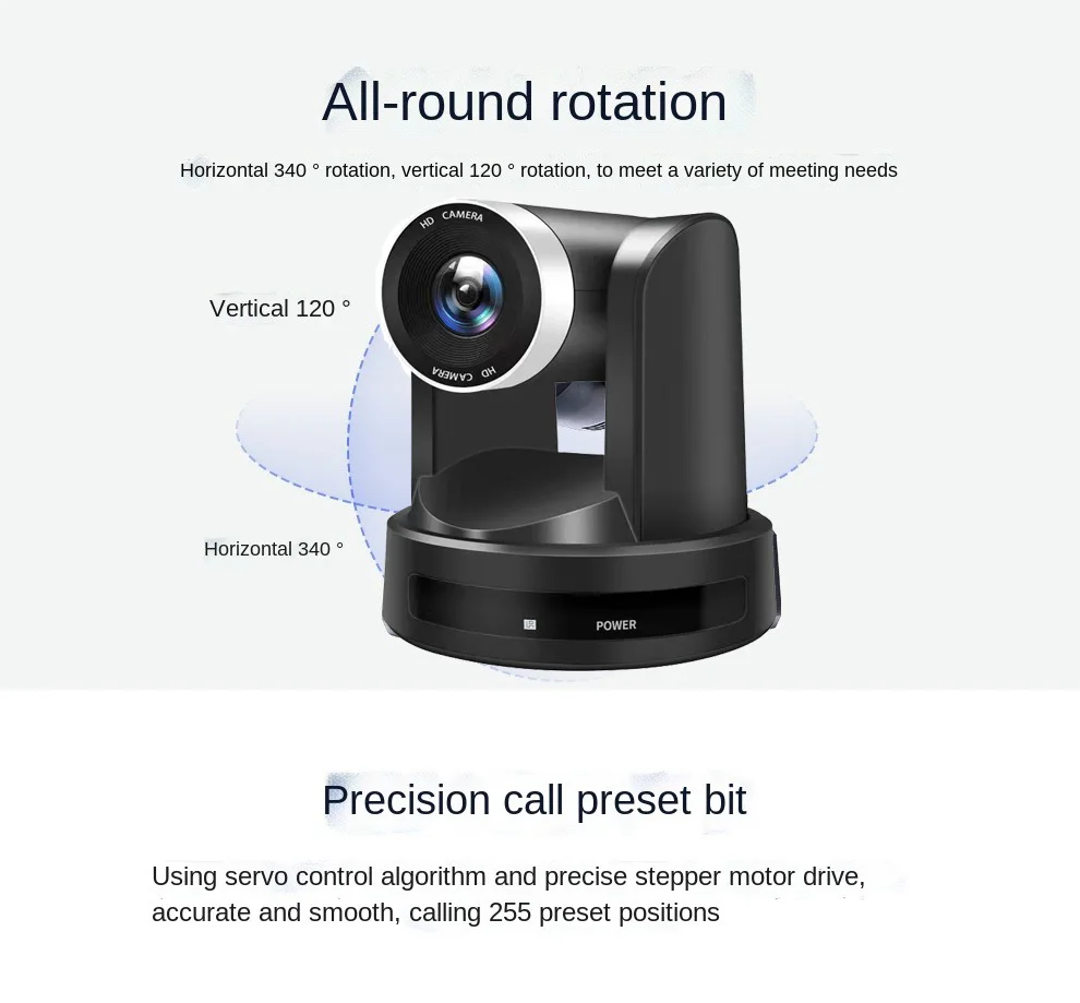 Auto-Tracking 4K Full HD English Video Conference Camera with 3x Live Recording for Education and Conferences