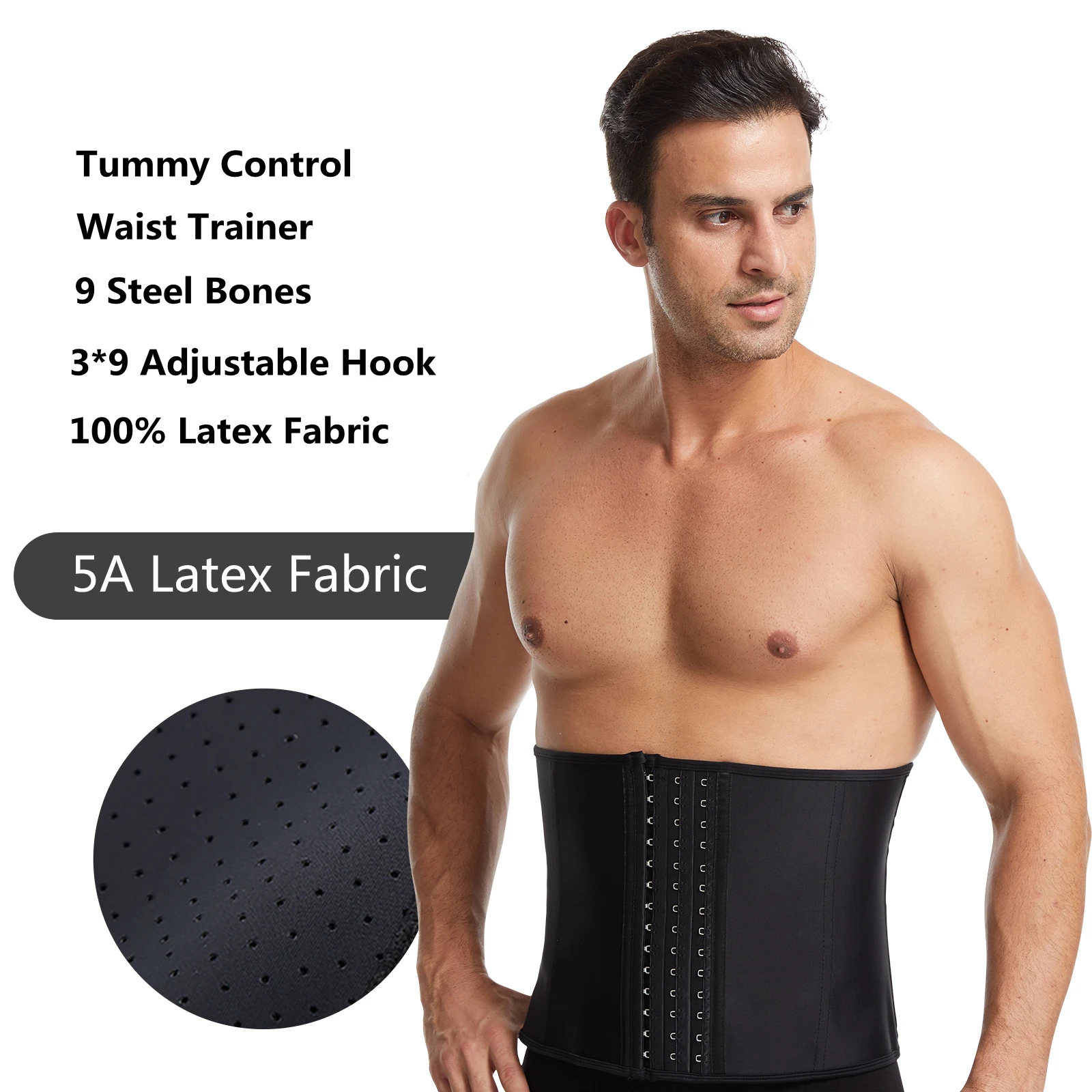 Men Waist Trainer Corsets With Steel Bone Sweat Belt Sauna Suit