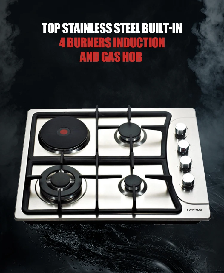 2022 Advanced Technology Glass Home Appliance Built-in Stainless Steel Gas Hob With 4 Burner