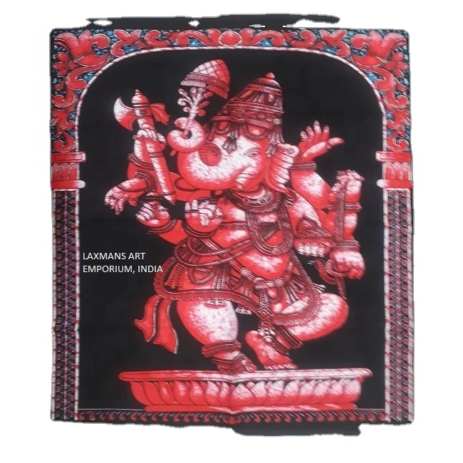 New 2024 Wall Art Hindu Gods Dancing Ganesha Cotton Batik Printed Wall