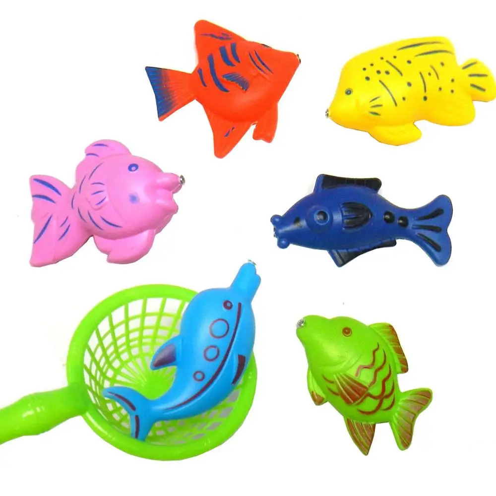 Plastic Floating Fish Toddler Color Ocean Sea Animals Fishing Game Play Set