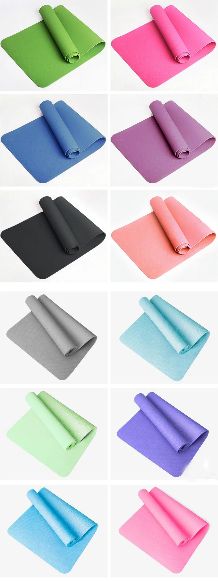 Home Gym 4 Color Anti Slip Custom Tpe Yoga Mat 4-10mm Double Body Building 7