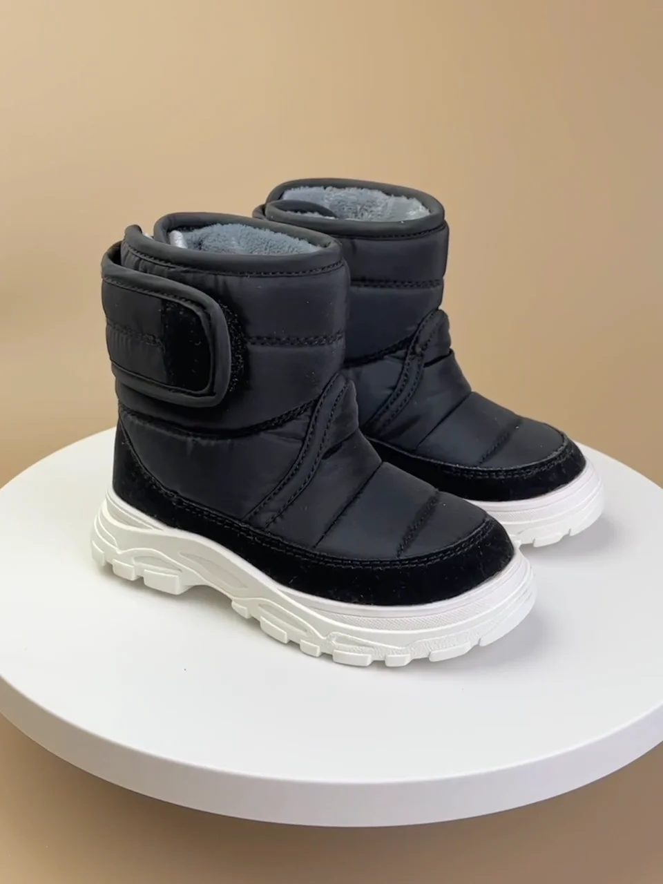 High Quality Rubber Sole Waterproof Fabric Snow Boots Children's Winter ...