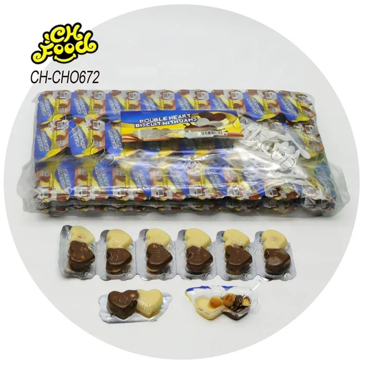 Hot Selling Wholesale Cheap Love Shape Chocolate Biscuits OEM Halal 3in1 Cookies Mini Ball Dip Chocolate Spread