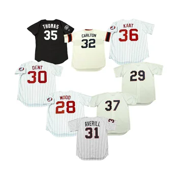 Wholesale Men's Chicago 28 WILBUR WOOD 29 JACK McDOWELL 30 BUCKY DENT 35 FRANK  THOMAS 37 THIGPEN Throwback Baseball jersey Stitched S-5XL From  m.