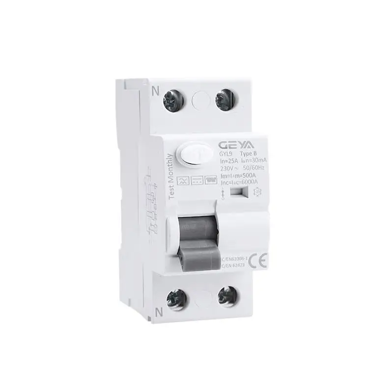 GEYA GYL9 Type B Leakage Protector Switch 2P 4P Circuit Breaker Double Sink Current Bar 40A 63A 25A