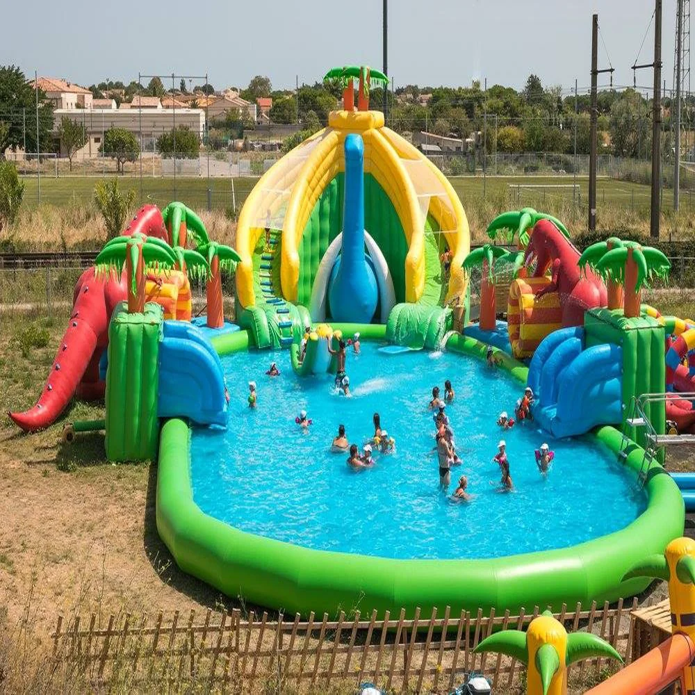 Tobogán acuático inflable con piscina, toboganes para Parque