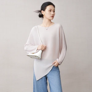 High Quality Women's Elegant Top Design Stretchy Plus Size Loose T-shirt Miyake Pleated Shirt Irregular Casual Top