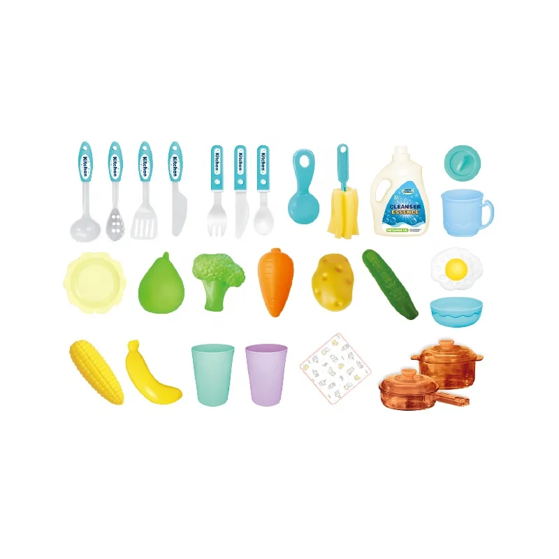 HUADA Multifunction Kids Kitchen Pretend Play Cooking Set Gas Stove Toy DIY  Wash Basin Sink Toy