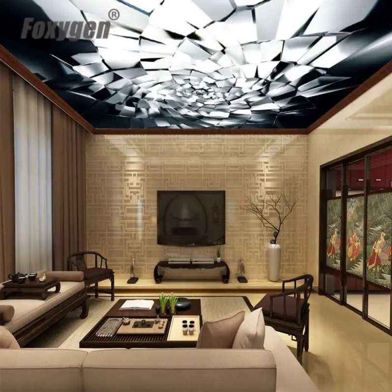 Removable Good Quality Pop Designs in Hall Cheap Price 3D UV Printed Beautiful Pattern  on  Translucent Stretch Ceiling