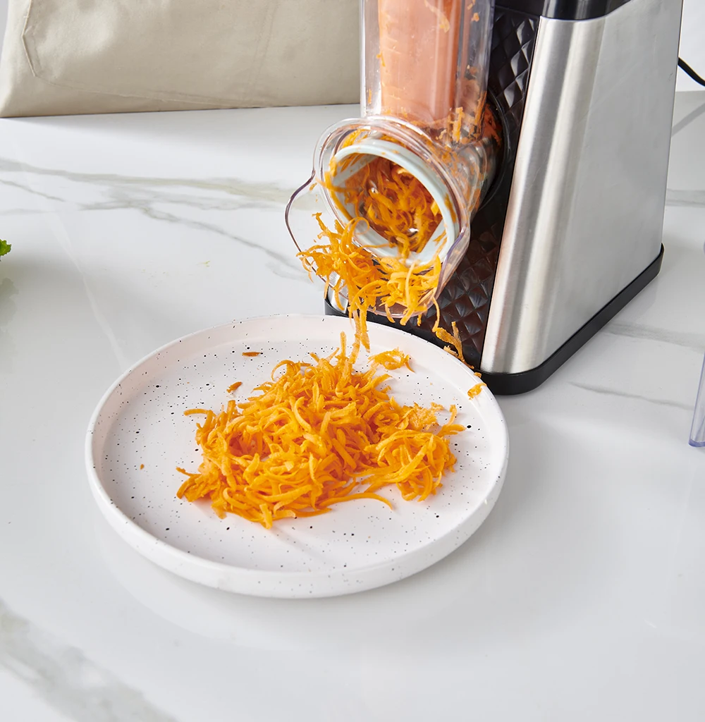 5 in 1 Round Electric Salad Maker Spiral Cheese Grater Food Slicer Veggie Dicer Rotary Stainless Steel Vegetable Chopper Cutter