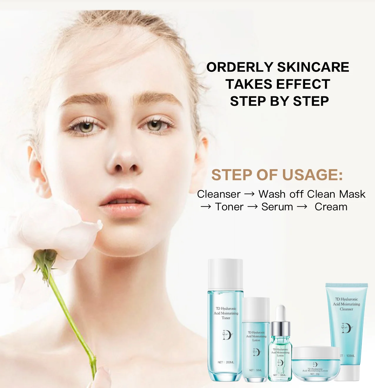 7d Skin Care Set Antiaging Moisturizing Facial Serum With Hyaluronic