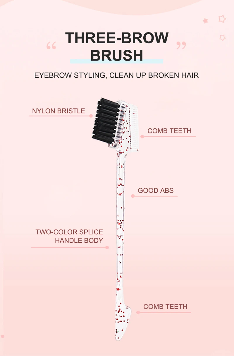 NEW  Custom Card 3 in 1 Baby Hair Style Tools Multi Function Bristle Hair Double Sided Edge Control Brush