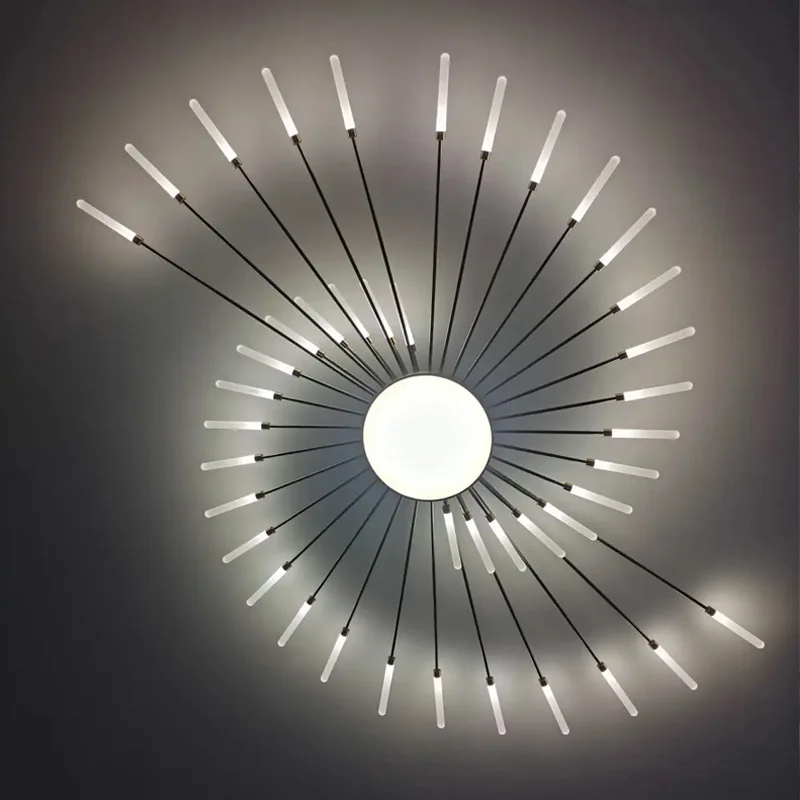 Nordic Fireworks Rotating LED Ceiling Lamp Simple High-end Living Room Lamp Creative Personality Home Decoration Chandelier