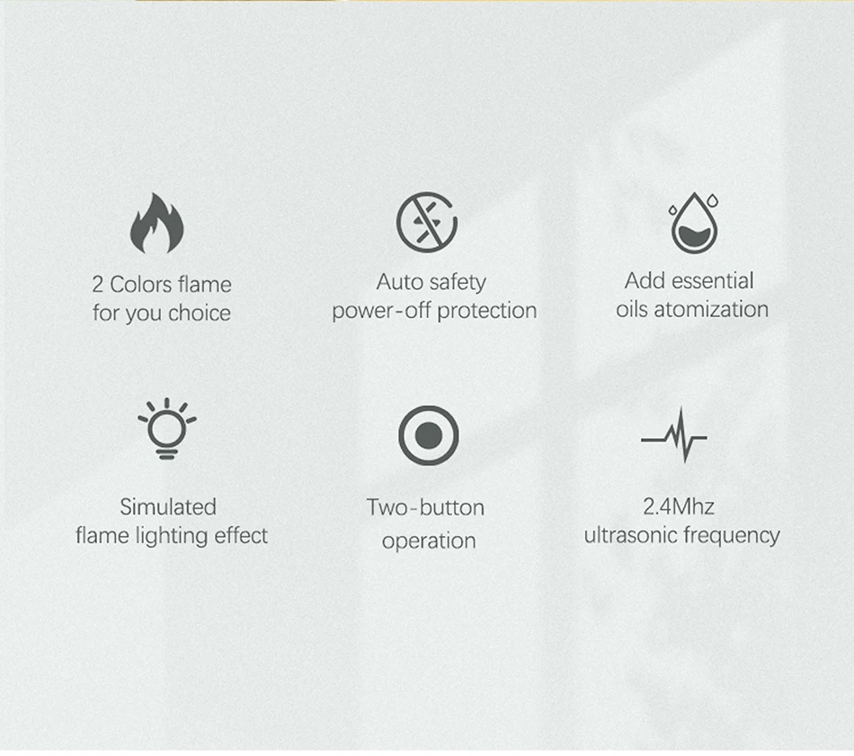 New Product Rectangular Flame Aromatherapy Diffuser Humidifier Purifier