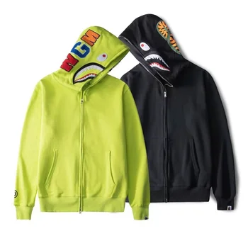 hoodie manufacturer high quality 100% cotton french terry  APE men hoodies sweatshirt Shark head essentials zip up hoodie jacket