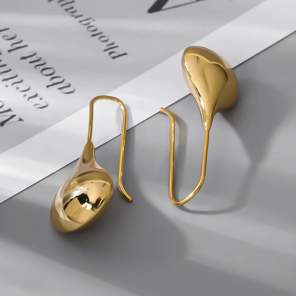 product korean fashion simple gold plated fish hook geometric drop earrings custom wholesale brass jewelry for women classic style-4