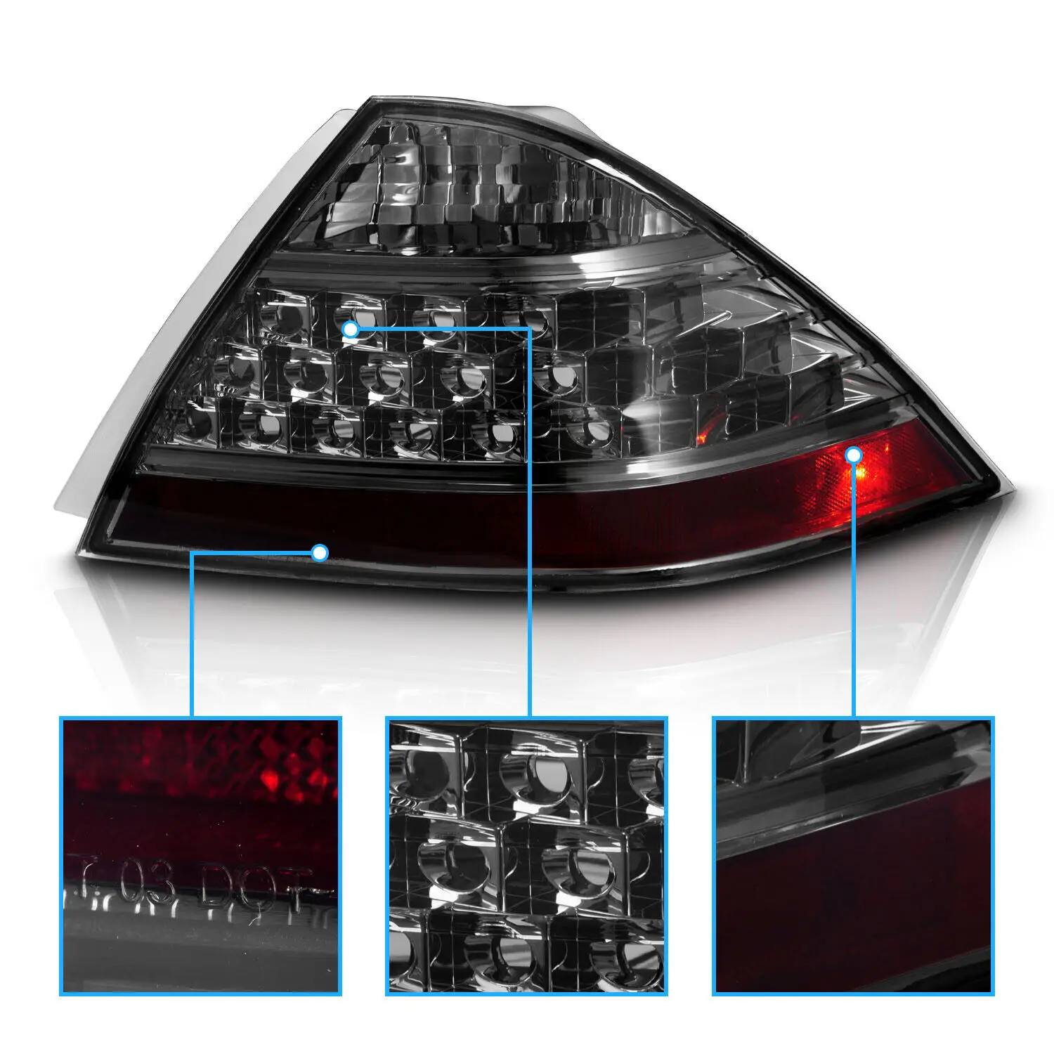 VLAND Custom Smoked LED Tail Lights For 2008-2013 Honda Accord Sedan - Plug & Play