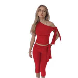 2026 New Arrival Womens Casual Set Twp Piece Custom LOGO Shorts Set Cropped Top & High Waist Shorts Outfit