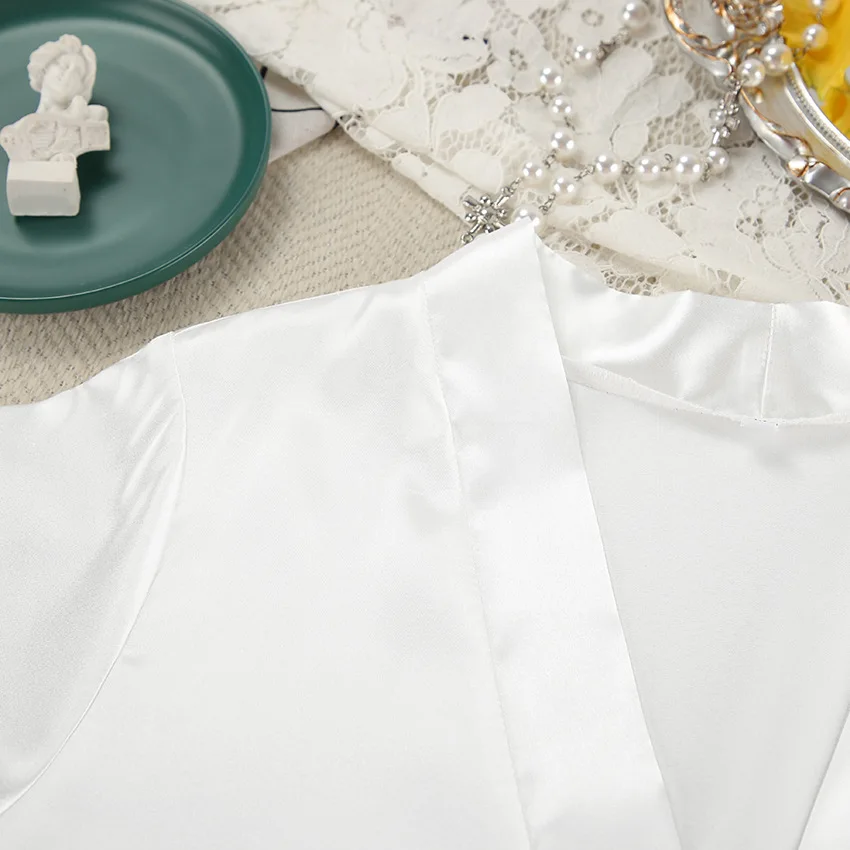 2026 Satin Comfortable Feather Pajamas Women's Autumn Thin Set Cross-border Nightgown Homewear with Braces Set — detail