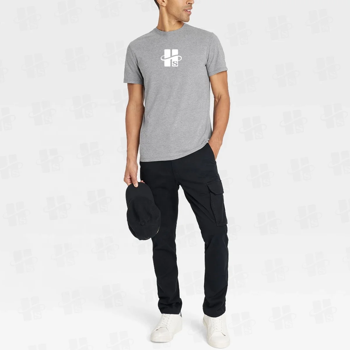 JL1128D Wholesale Men’s Fit Polyester Cotton T-Shirts Heavyweight Grey Plain Blank T-Shirt for Men