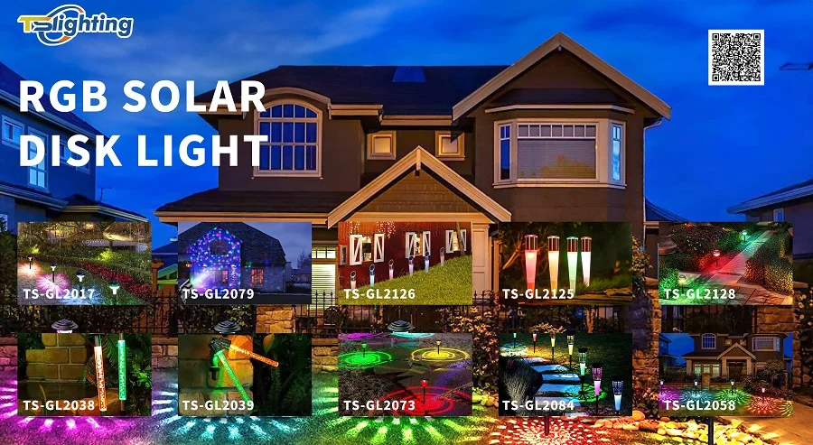 RGB White Ambient light Disk Light Solar Powered Solar Lamps Outdoor Garden Landscape LED Waterproof Solar Lawn Lights factory