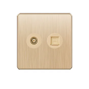 High quality Golden Pc panel Uk wall TV and computer cat6 socket  plate