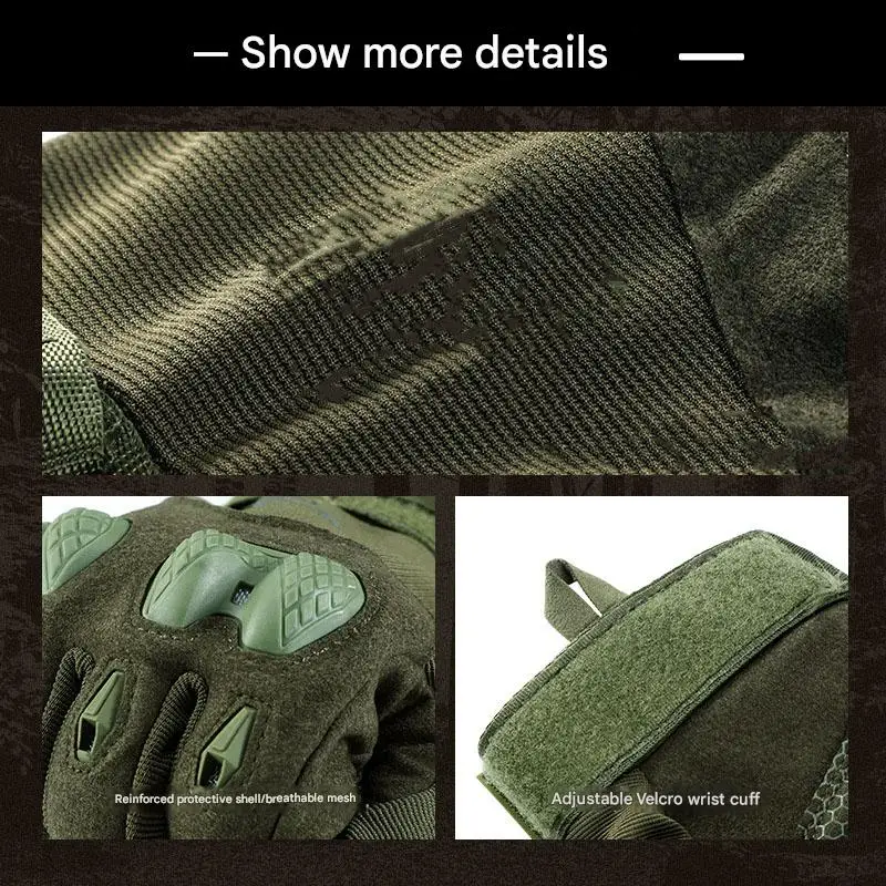 Men's Full-Finger Leather Tactical Gloves Outdoor Sports Fitness Training Motorcycle Riding Non-Slip Touch Screen Compatibility