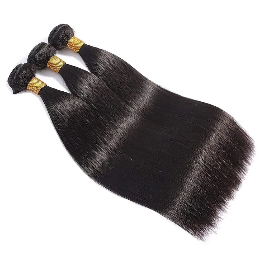 Brasilianische glatte menschliche Haarbündel 1/3 Stück Haarverlängerung für Frauen natürliches schwarzes Remy-Haarbündel_voghion.com