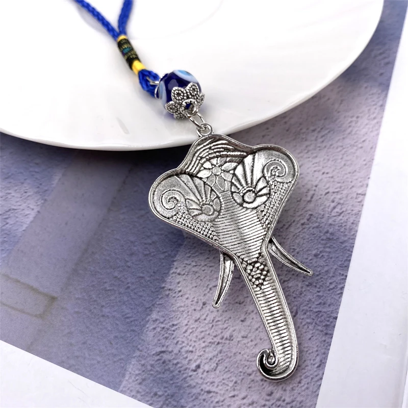 Handmade Office Garden Wall Hanging Ornaments Car Rear View Mirrors  Decorative Pendant Evil Eye Elephant Car Hanging Accessories